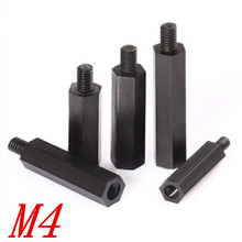 Separador de nailon negro hexagonal, columna macho a hembra, tornillos espaciadores de plástico, M4 L + 6 L = 6mm x-20mm, 50 Uds. 2024 - compra barato