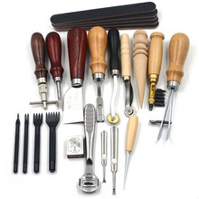 18PCS/SET Leather Craft Punch Tools Kit Stitching Carving Working Sewing Saddle Groover 2024 - buy cheap