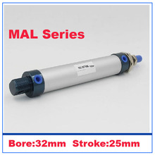 High quality double acting pneumatic small cylinders aluminum alloy 32mm bore 25mm stroke MAL32-25 mini air cylinder 2024 - buy cheap