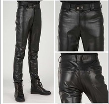 Plus Size Leather Pants Free Shipping Men's Brand Fashion Slim British Style Zipper Tight-fitting Motorcycle Men Trousers 28-37 2024 - buy cheap