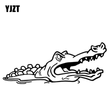 YJZT-pegatina de cocodrilo de dibujos animados para coche, calcomanía de vinilo, decoración de maletero de coche, C4-1442 negro/plateado, 16,7 CM x 6,7 CM 2024 - compra barato