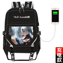 Mochila con estampado de Game NieR:Automata YoRHa No. 2 tipo B para mujer, bolso escolar de lona para Cosplay, mochila para portátil con carga por USB 2024 - compra barato