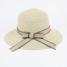 Sombrero de paja hecho a mano para mujer, visera de sol, sombrero de playa, lazo Simple Panamá 2024 - compra barato