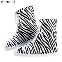 DICHSKI-Protector de zapatos impermeable Unisex, cubierta de Botas de lluvia con cremallera, antideslizante, de alta calidad, con plataforma, 1 par 2024 - compra barato