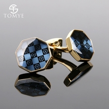 Cufflinks for Mens TOMYE XK19S060 Gold Blue Fashion Shirt Cuff Links for Gifts 2024 - buy cheap