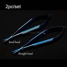 2pc/set Titanium alloy Ophthalmic Instrument 12.5 cm micro scissor, Straight/ bend head Conjunctiva scissor,Speculums tweezer 2024 - buy cheap