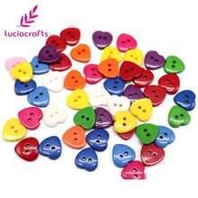 Luzes artesanais 50-24 peças 12-15mm, botões de resina em forma de coração misturados aleatoriamente, acessórios de botões para scrapbooking de vestuário e0514 2024 - compre barato