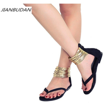 JIANBUDAN Fashion women's flat sandals Roman style gladiator sandals Comfortable Outdoor flat heel women Summer shoes size 35-43 2024 - buy cheap