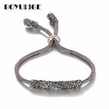 Boyulige pulseira fashion feminina, bracelete em aço inoxidável com pingente ouro vermelho e cristal, para presente de casamento 2018 2024 - compre barato