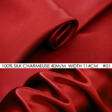 100% SILK CHARMEUSE SATIN 114cm width 40momme Pure Silk Heavy Silk Fabric For Coat Suit Wedding Dress Chinese Silk Red NO 01 2024 - buy cheap