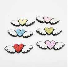 Sew on Mix Color 5.5x2cm 30pcs/lot Shiny Angel wing Padded Appliques for Cloth Decoration, Angel wing Hair Accessories 2024 - buy cheap