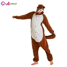 Kigurumi-Pijama de animales de dibujos animados para mujer, mono de lana Polar de ardilla café, mono de fiesta para Halloween, Carnaval y mascarada 2024 - compra barato