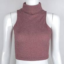 Women Summer Thin Sleeveless Turtleneck Sweater Sexy Halter High Neck Knit Tank Top Off Shoulder Bustier Crop Top Midriff Baring 2024 - buy cheap