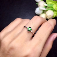 Anillo de Plata de Ley 925 con gemas diopsidas, anillo con gemas naturales de color verde, para mujeres 2024 - compra barato