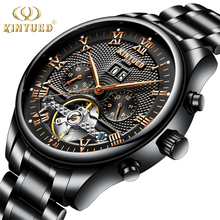 KINYUED Automatic Men Watch Water Resistant Skeleton Self-winding Mechanical Tourbillon Watches Hidden Clasp Auto Date Clocks 2024 - buy cheap