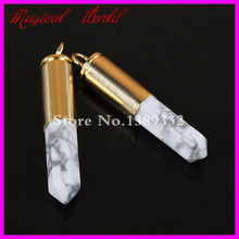 2Pc White Howlite Gems Point Bullet Pendant Hexagon Quartz Druzy  Pendant Real  Casing Pendant 2024 - buy cheap