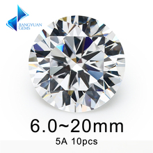 10pcs 6 20mm Big Size Round Machine Cut Zirconia Loose Stones Synthetic Gems Beads For jewelry, Round shape, Round brilliant Machine cut, semi-precious stone, Cut Cubic 2024 - buy cheap