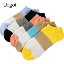 Urgot 10 Pairs Women's Socks Pure Candy Color Stripe Dots Cotton Boat Socks Summer Autumn Shallow Mouth Ladies Girls Socks Meias 2024 - buy cheap