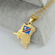 Anniyo república democrática do congo mapa pequeno pingente colar cor de ouro rdc jóias para mulher menina #000811 2024 - compre barato