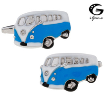 iGame Vintage Wagon Cuff Links Quality Brass Material Blue Color Bus Design Free Shipping 2024 - buy cheap