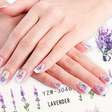 Наклейки для ногтей наклейки "Лаванда" на ногти фиолетовый Цветущий цветок наклейки для дизайна ногтей Слайдеры для маникюра 2024 - купить недорого