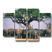 Cuadro de Paisaje artístico de pared de elefante africano de árbol, impresión en lienzo, imagen de Animal para pared, obra de arte para decoración de sala de estar y oficina 2024 - compra barato