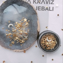 1Jar Милая луна и звезда смешанные металлические шпильки в черной банке Луна Звезда Металл 3D металлический декор 2024 - купить недорого