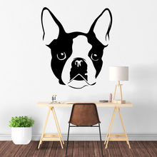 Calcomanía de pared de perro Boston Terrier, vinilo adhesivo de arte, transferencia de cachorro, mascota, Mural de pared, decoración de tienda de campaña, papel tapiz de vinilo AY318 2024 - compra barato