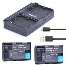 Batería de cámara de LP-E6 LP E6 LP-E6N, cargador Dual USB para Canon EOS 5D Mark II III 5DS R 6D 7D 60D 60Da 70D 80D, 2x2650mAh 2024 - compra barato