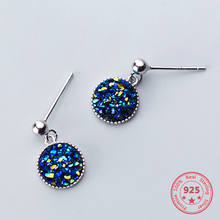 925 Sterling Silver New designer Beautiful Blue Crystal Stud earrings for Women Luxury Fashion Jewelry 2024 - buy cheap