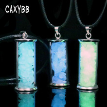 Caxybb Luminous Glow In The Dark Pendant Necklace Fluorescent Wish Glass Bottle Gift Necklace Chain Luminous stone Necklace 2024 - buy cheap