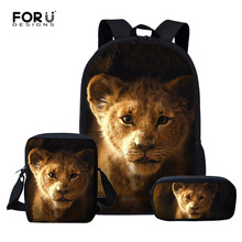 FORUDESIGNS Leão Tipo Sacos de Escola Conjunto Para Meninos Mochilas Leves Criança Leão saco de Livro Crianças Ombro Saco Mochila Mochila 2024 - compre barato