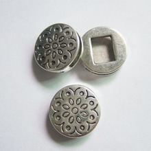 10 pçs antigo prata cor liga 13x2mm flor sliders contas para 13mm plana pulseira de couro jóias acessórios 2024 - compre barato