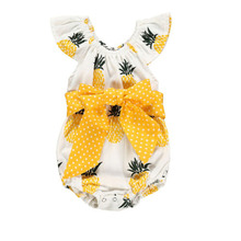 Focusnorm Cute Pineapple Newborn Baby Girls Cotton Romper Off Shoulder Jumpsuit Outfits 0-18M 2024 - buy cheap