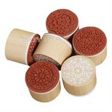 New 6pcs Vintage Floral Pattern Stamp Round Wooden Rubber Wedding Standard Stamp 2024 - buy cheap