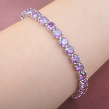 Классический фиолетовый циркониевый серебряный цвет для женщин браслет-цепочка 7-8 дюймов Бесплатная доставка OS0126 2024 - купить недорого