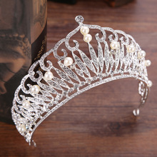 Moda prata cor casamento acessórios para o cabelo pérola strass tiaras coroas da dama de honra headdress bandana cabelo feminino jóias 2024 - compre barato