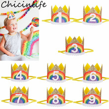 Chicinlife-Sombrero de arcoíris para fiesta de cumpleaños, suministros de decoración para el bebé y los niños, 1-9 años 2024 - compra barato