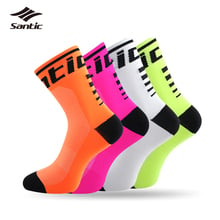 Santic-Calcetines de Ciclismo para hombre y mujer, medias transpirables para deportes al aire libre, correr, deporte del baloncesto y bicicleta 2024 - compra barato