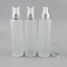 Botella vacía de vidrio esmerilado para loción, botella redonda de 100x150ml con bomba plateada, de vidrio frostl de 150cc, cosmética para líquido 2024 - compra barato