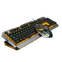 Mechanical Keyboard USB Wired Ergonomic Backlit Mechanical Feel Gaming Keyboard and Mouse Set with Aluminium Alloy Panel 2024 - buy cheap