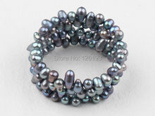 wholesale Natural Black Freshwater Pearl Bangle - Women wrap bangle Bracelet 2024 - buy cheap