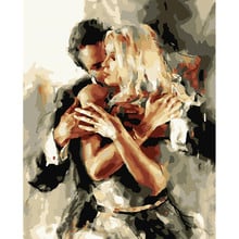 Pintura por números diy dropshipping 40x50 60x75cm amor homem e mulher dança figura lona decoração do casamento arte imagem presente 2024 - compre barato