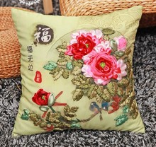 3D family flowers Ribbon embroidery pillow cushion cover Chinese style pillowcase set DIY handmade needlework multi picture kk 2024 - buy cheap