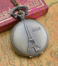 wholesale buyer price good quality fashion lady girl unisex new bronze Eiffel Tower pocket watch necklace with chain 2024 - buy cheap