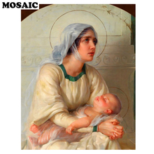 Pintura de diamante 5 d diy, punto de cruz, bordado cuadrado de cristal de resina, imagen de mosaico, Virgen María y niño 2024 - compra barato