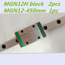Guía lineal de 12mm, MGN12 L450mm, carril lineal con 2 uds. MGN12H, bloque de carru. lineales para CNC DIY y impresora 3D XYZ cnc 2024 - compra barato
