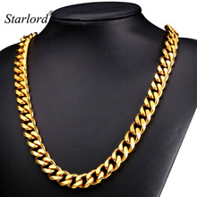 Starlord-cadena gruesa de acero inoxidable estilo hip hop para hombre, collar cubano de 12mm de ancho/30 pulgadas de largo, Color dorado, GN2282 2024 - compra barato