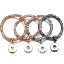 New Snap Bangles Jewelry Rose Gold Elastic Snap Bracelets Metal Snap Button Charms Jewelry Bracelet For Women ZE098 2024 - buy cheap