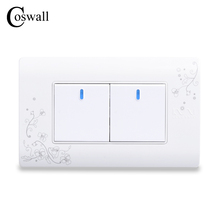 COSWALL-Interruptor de pared de 2 entradas y 2 vías, estilo Simple, Interruptor de luz de Color blanco, 114x70mm, CA 110 ~ 250V, C30-118-102 2024 - compra barato